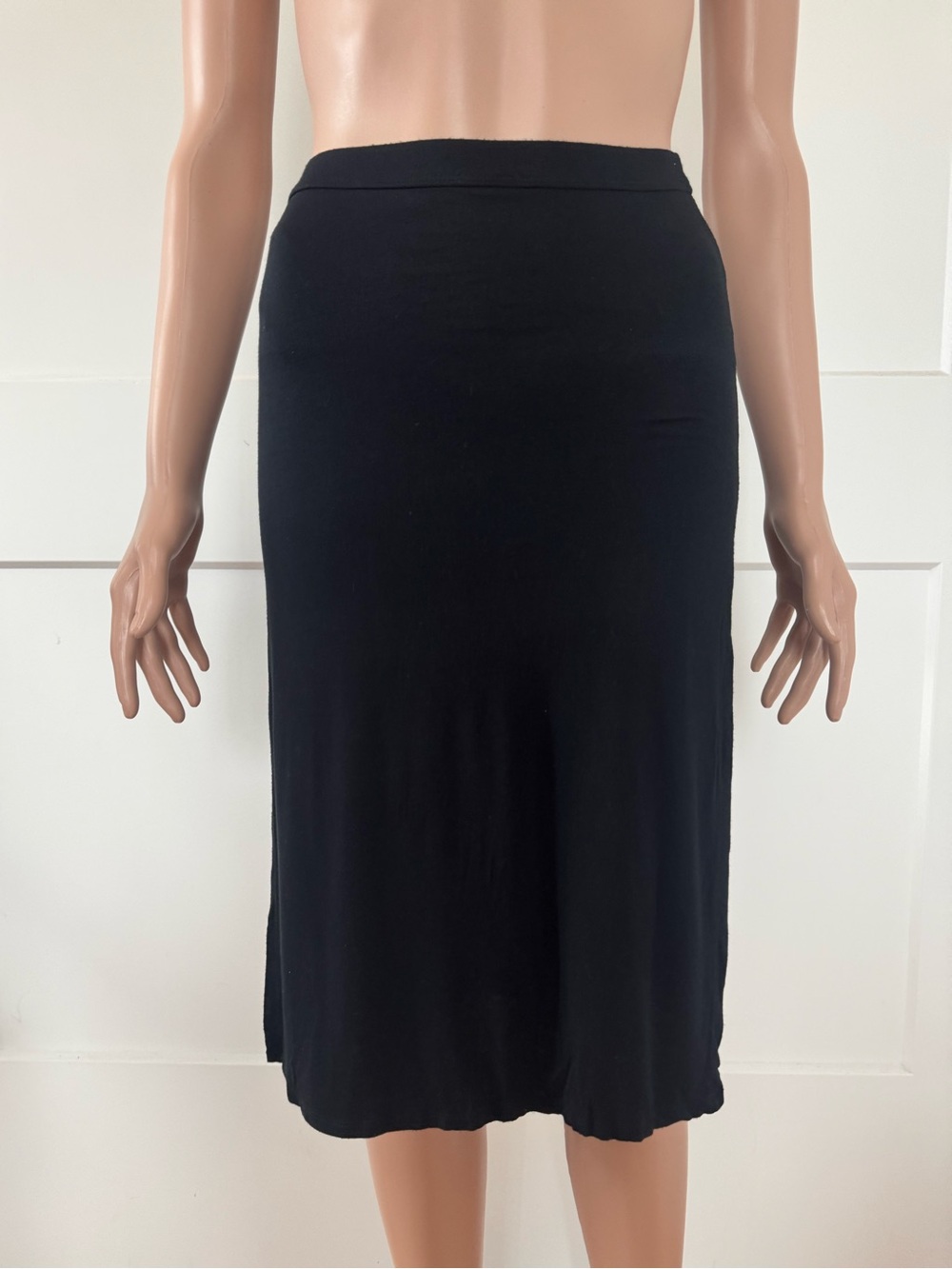 Hollister Double Side Slit Black Knit Knee Length Skirt XS X-Small